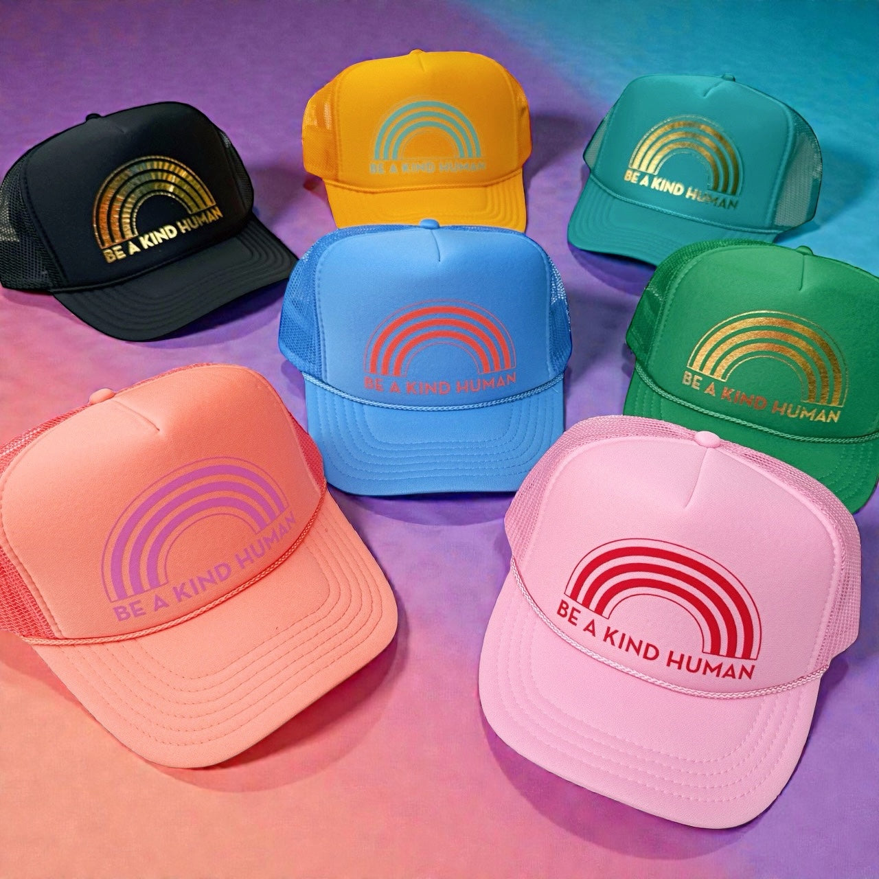 BE A KIND HUMAN TRUCKER HAT