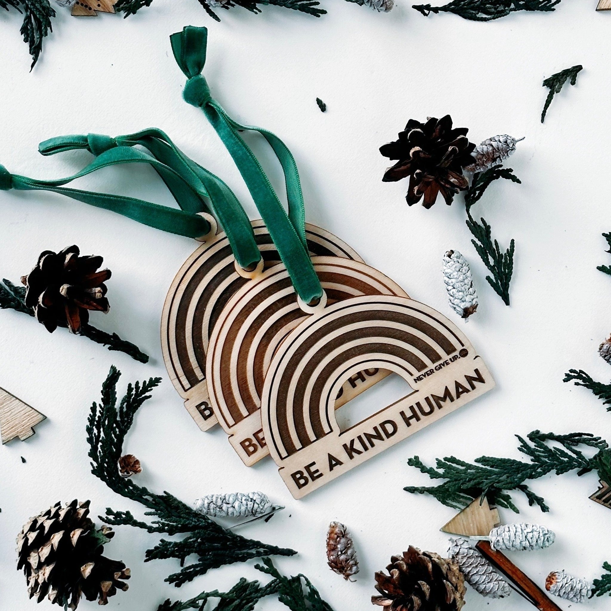 WOODEN BE A KIND HUMAN ORNAMENT