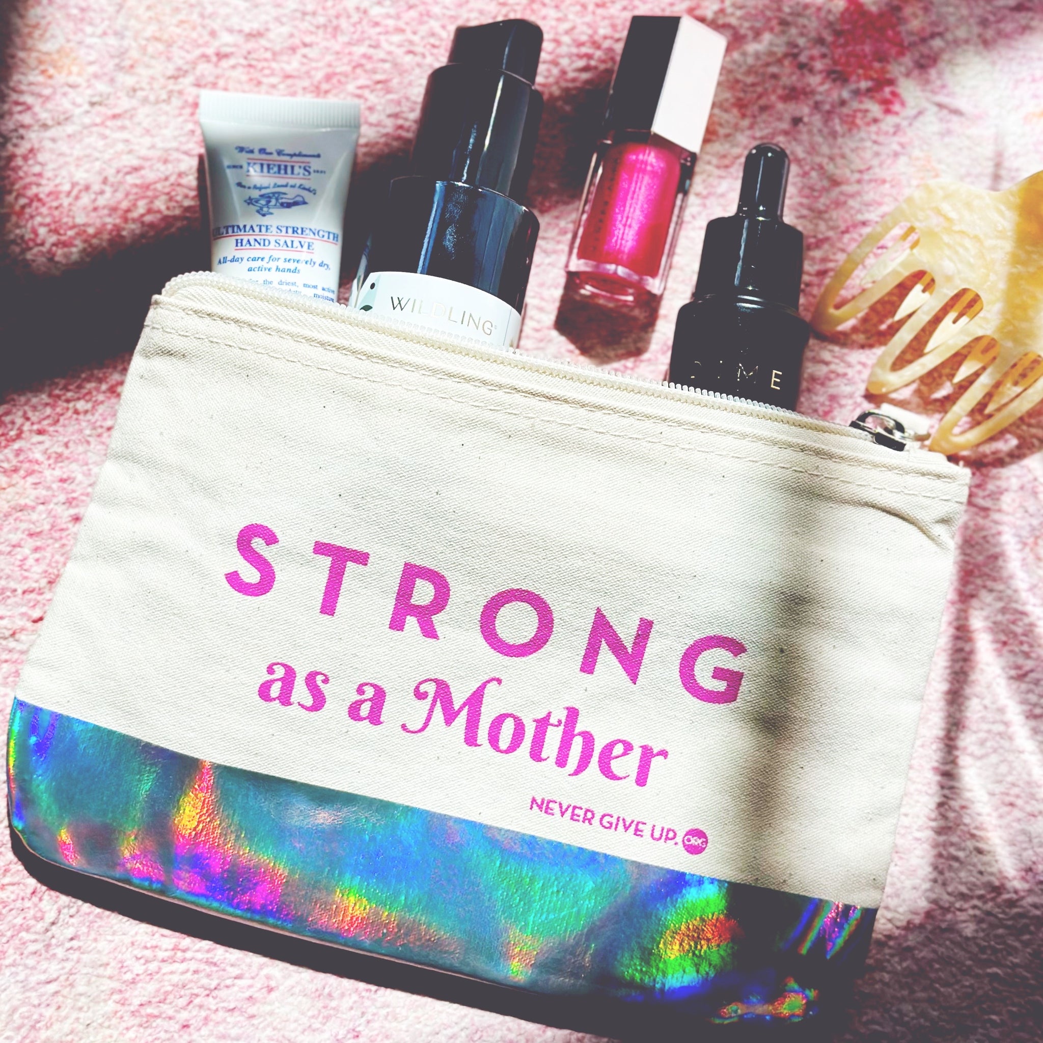 STRONG AS A MOTHER ZIPPER POUCH